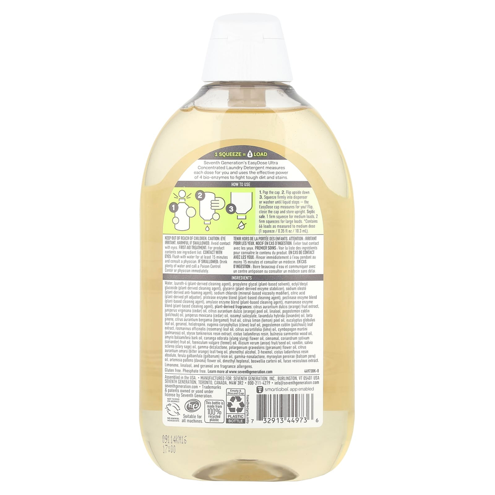 Seventh Generation, Easydose Ultra Power +, средство для стирки, очищающее средство, 683 мл (23,1 жидк. Унции)
