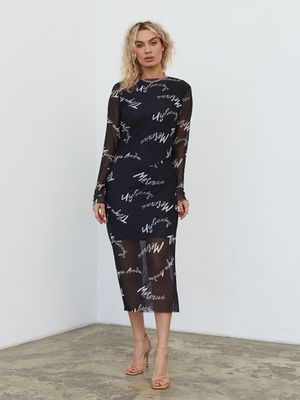 Платье сетка с принтом ТВОРИ,ЛЮБИ, черный