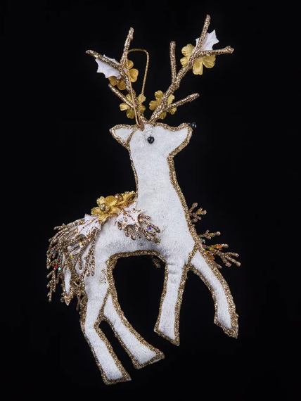 Винтажное украшение Королевский Олень, 15х28 см., кремовый с золотом, Christmas DeLuxe (89015)