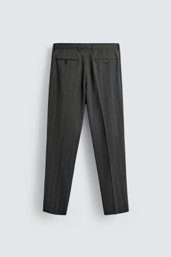 ZARA КОСТЮМНЫЕ БРЮКИ В ЕЛОЧКУ, АНТРАЦИТОВО-СЕРЫЙ