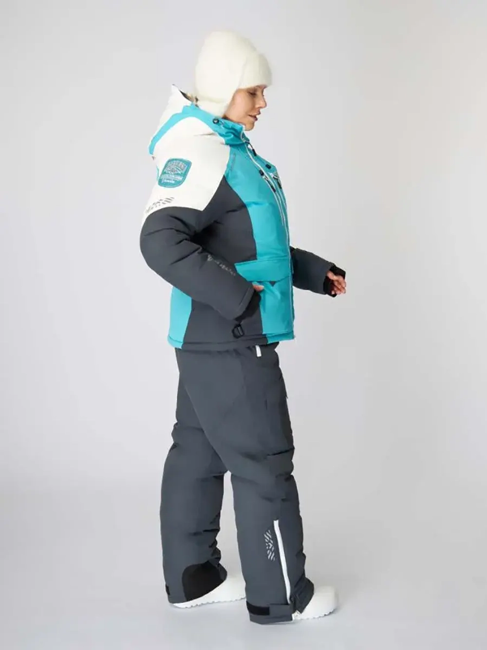 Костюм зимний женский Alaskan Vanda M белый/голубой/серый (куртка+полукомбинезон)