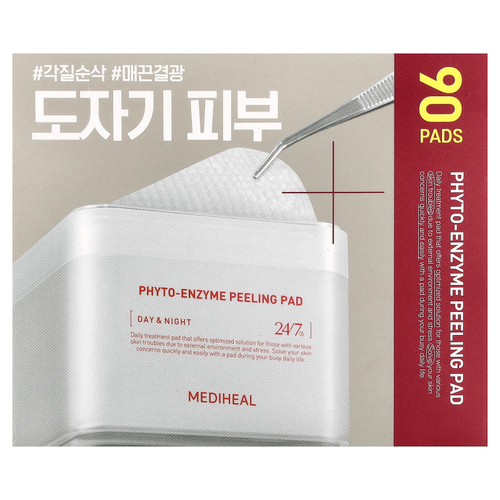 MEDIHEAL, Phyto-Enzyme Peeling Pad, Day & Night, 90 подушек, 200 мл (6,76 жидк. унц.)