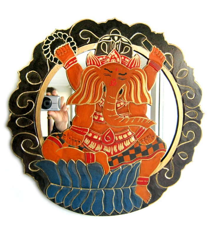 Зеркало - панно Ганеша дерево, 40 см.
