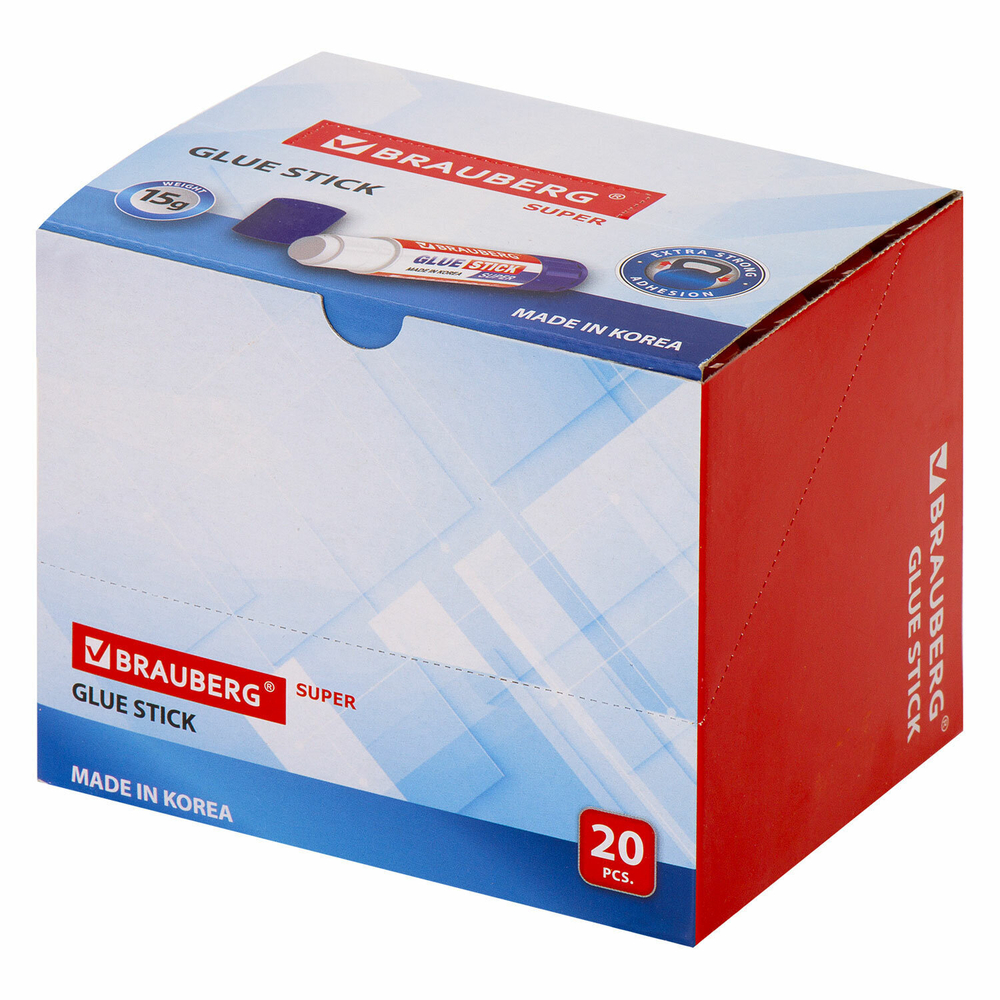 Клей-карандаш BRAUBERG SUPER 15 г ЮЖНАЯ КОРЕЯ (20 штук в упаковке)
