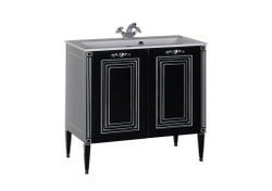 Тумба с раковиной Aquanet Паола 90 черный/серебро (литьевой мрамор)