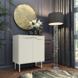 Комод Арт Колор matte Стайл Сильвер с 2 полками Кремовый белый матовый