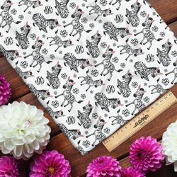 Ткань габардин веселые зебры