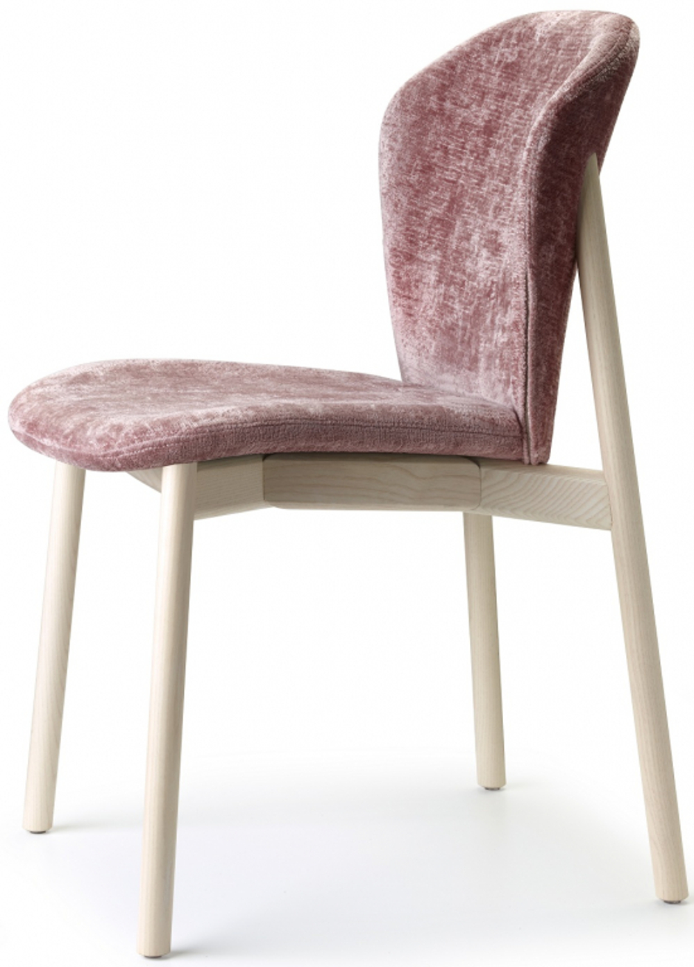 Стул деревянный с обивкой Scab Design Natural Finn, белый ясень, розовый
