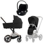 Коляска 3 в 1 Cybex Priam IV Rosegold complete и автокресло Cloud T i-Size Sepia Black Plus Sepia Black