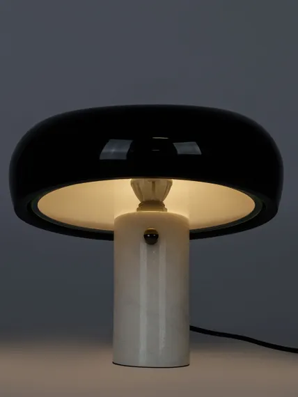Настольный светильник Boletus 36х40 см, белый мрамор, черный абажур