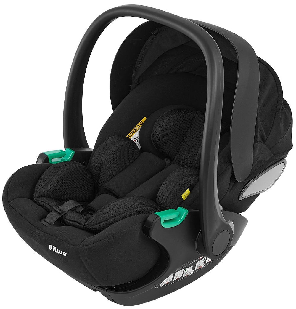 Детская коляска Pituso Teffy 4 в 1 с автокреслом Baesa Black с базой Turkish Coffee/Graphite