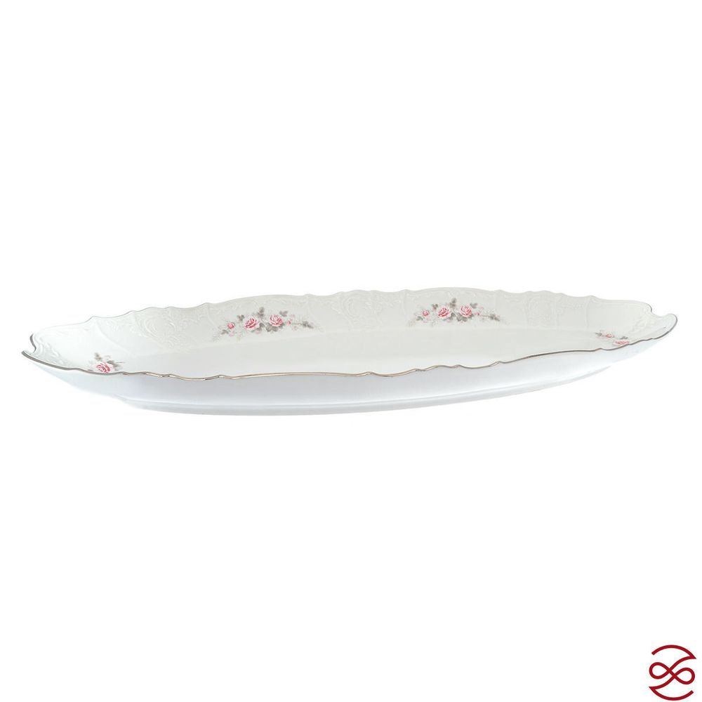 Блюдо для рыбы Bernadotte Серая роза платина 65 см
