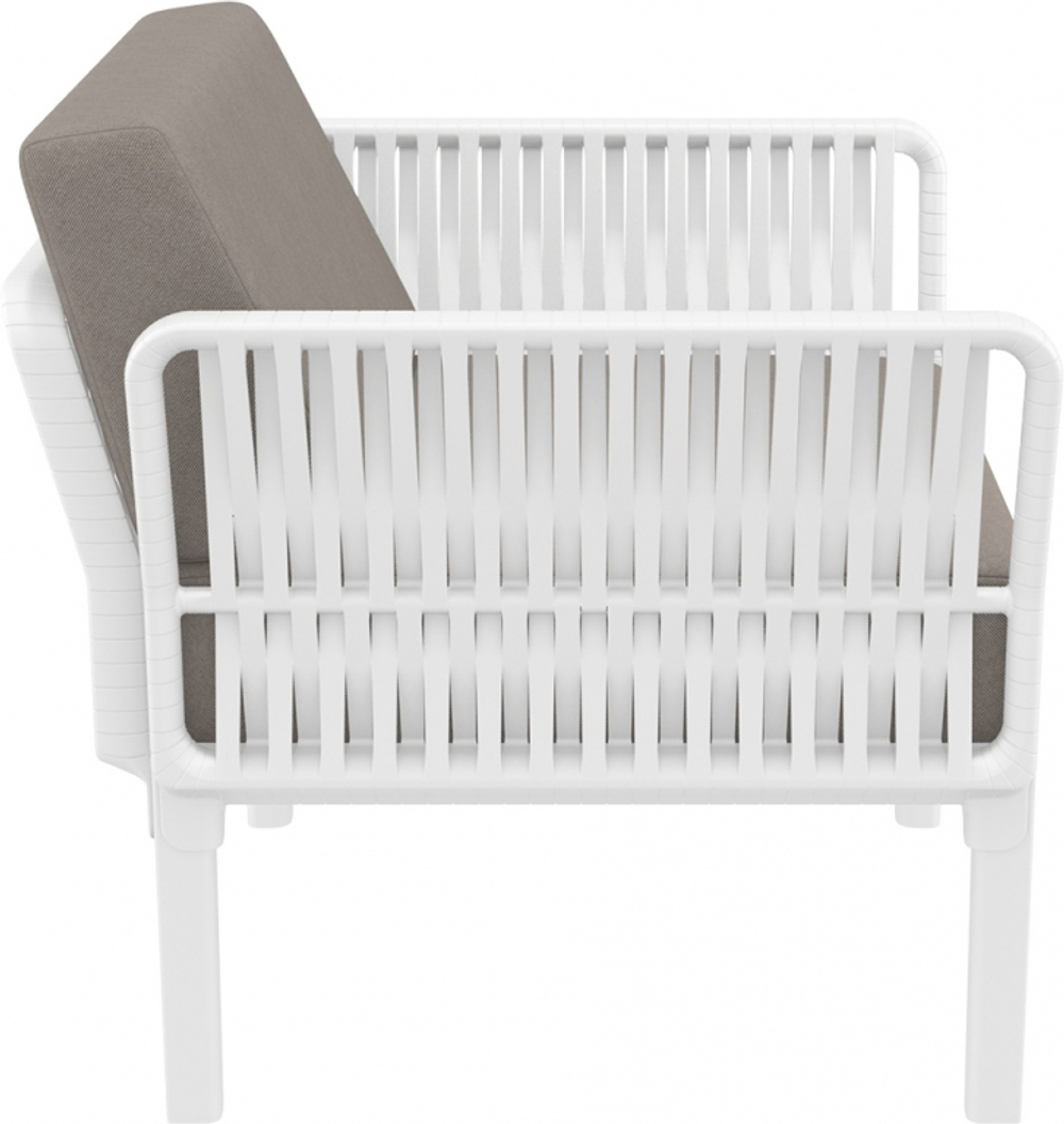 Кресло пластиковое с подушками Siesta Contract Portofino Lounge, белый, светло-коричневый