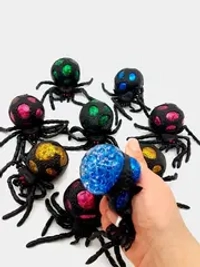 Игрушка антистресс "Паук" черный с блестками