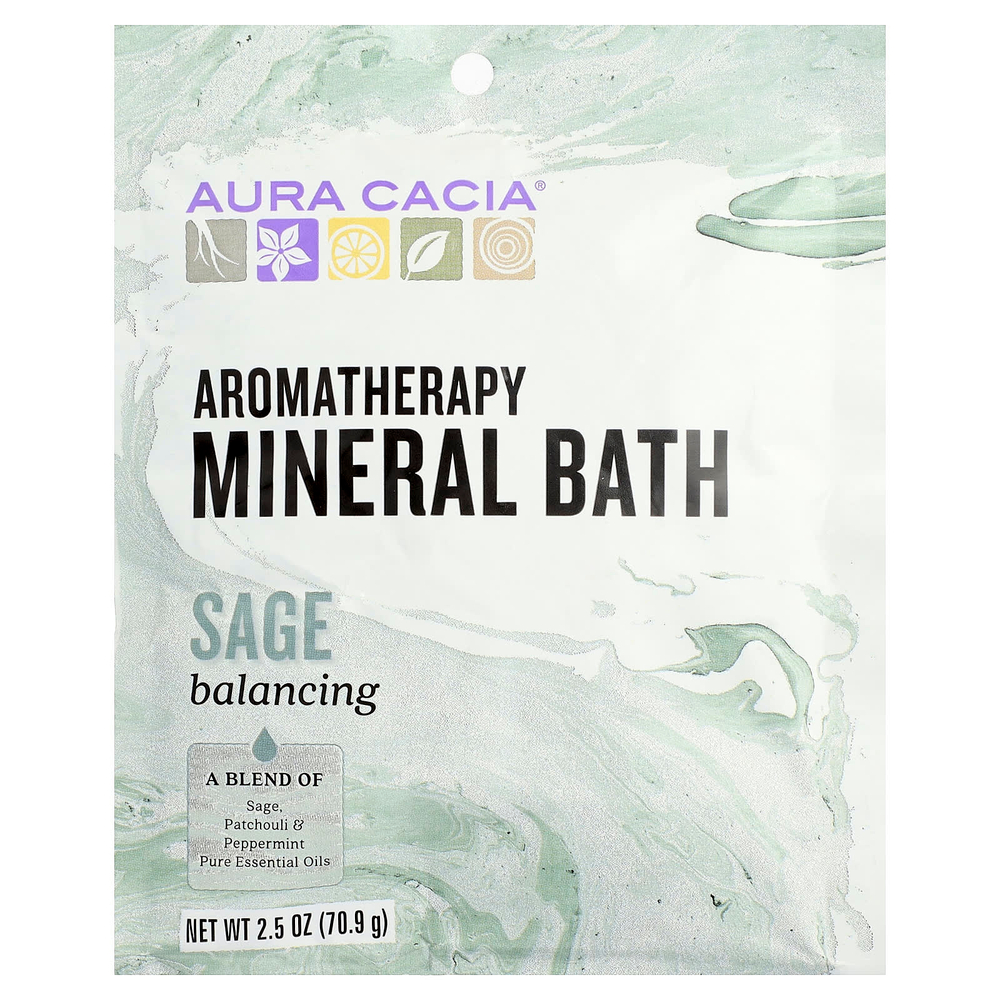 Aura Cacia, Ароматерапевтическая минеральная ванна, шалфей, 70,9 г (2,5 унции)