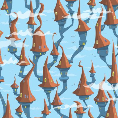 Город из ведьминских шляп.