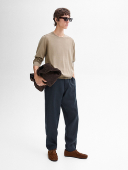 Massimo Dutti Хлопковый свитер с длинными рукавами, бежевый