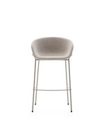 Барный стул Yvette из бежевого шенилла с бежевыми стальными ножками 75 см