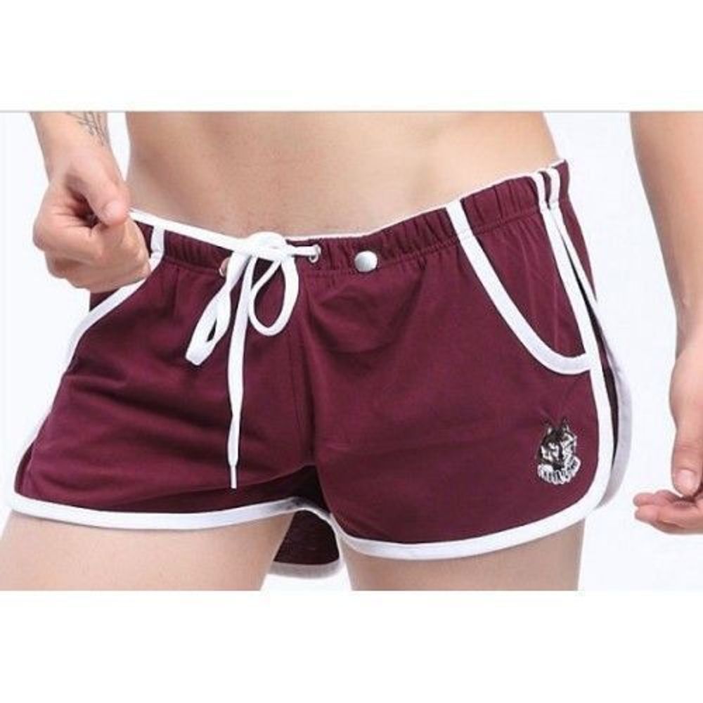 Мужские шорты бордовые WangJiang с интимным кармашком внутри 4