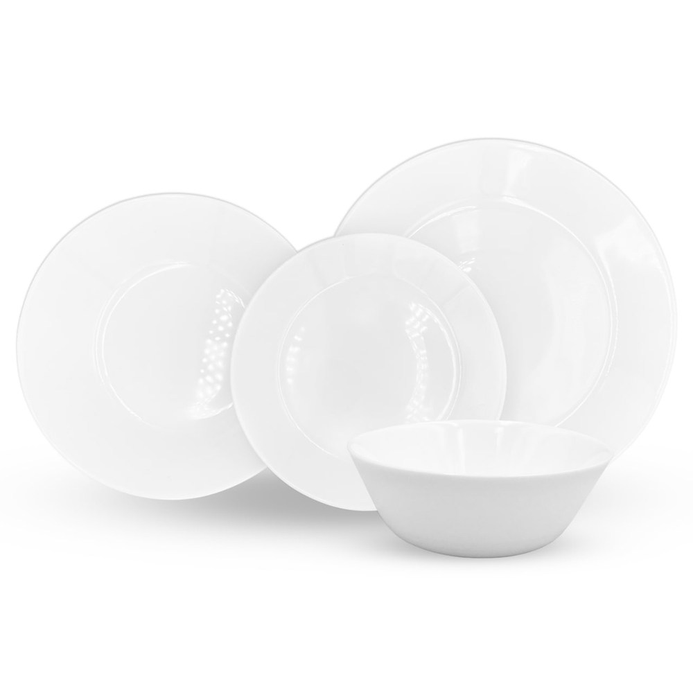 Сервиз столовый 24 пр LM24-WHIT (6 суповых мисок-15см,6 глубоких тарелок-20см,6 средних тарелок-19 см,6 бол.тарелок-25см) арт.260169 Wh $$