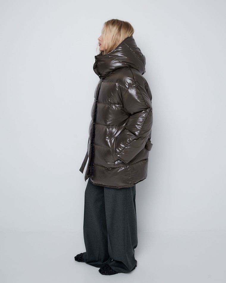 Пуховик со съемным капюшоном из нейлона Монклер хаки