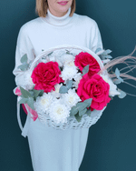 Цветочная корзина малиновая(00450)