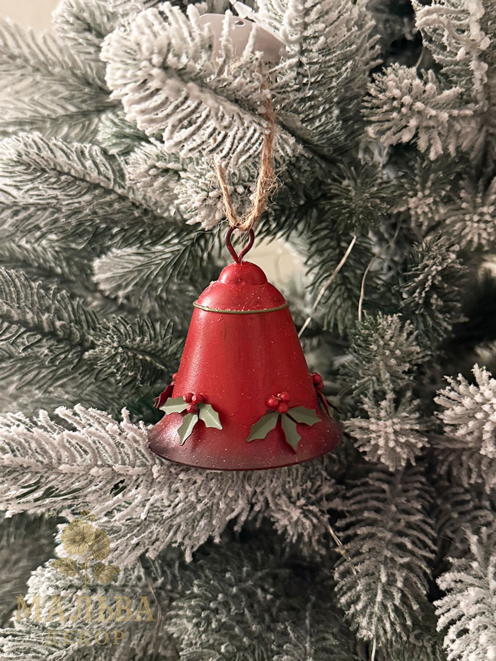 Декор "Рождественский колокольчик" D6xH7 см + 7 см подвес