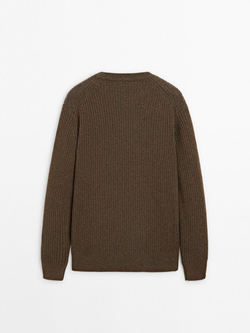 Massimo Dutti Свитер из смесовой шерсти, рыжевато-коричневый