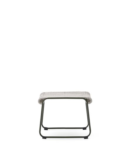 Подставка для ног Maurina из зеленой стали и серо-бежевым шнуром