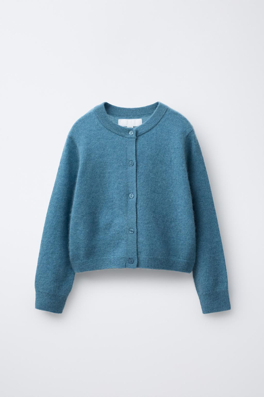 ZARA КАРДИГАН ИЗ 100% КАШЕМИРА, ЛИНЯЛЫЙ СИНИЙ