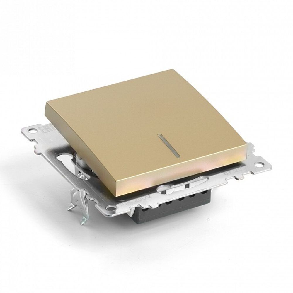 Выключатель одноклавишный с подсветкой без рамки Stekker Катрин 49215