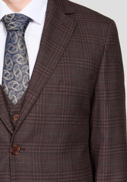 Мужской классический костюм в клетку (бордовый) В66