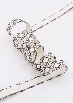 Резинка бретелечная белая с черным орнаментом 10 мм Lauma (Латвия)