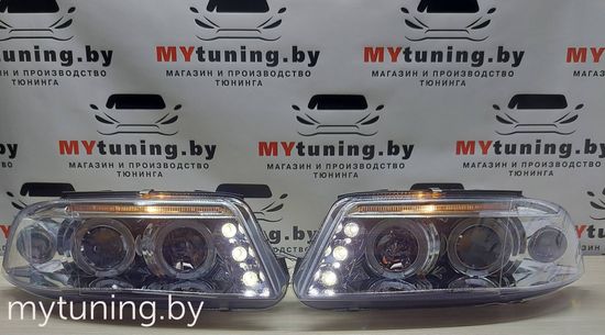 Передние фары angel eyes chrome для VW Passat B5 GP
