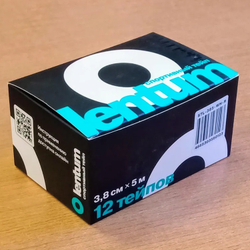 12 шт. Спортивный (жёсткий) тейп 3,8см х 5м, атлетический, Lentum