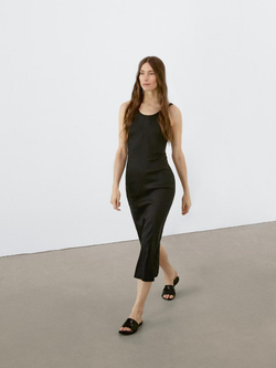 Massimo Dutti Платье миди с глубоким вырезом на спине, черный