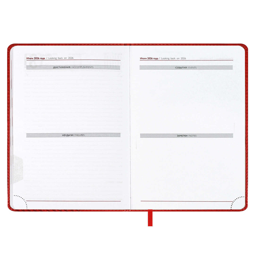 Ежедневник датированный 2026 ESCALADA, А5, 176 л., арт. 70222/ 15 САРИФ КРАСНЫЙ (кожзам: 146x211 мм, твёрдый переплёт с поролоном, материал обложки: искусственная кожа "Сариф"; декор: блинтовое тиснение; способ крепления блока: ниткошвейный; вн. блок