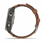 Смарт часы Garmin Fenix 7 Pro Sapphire Solar титановый серый с коричневым кожаным ремешком