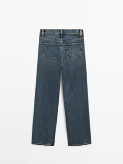 Massimo Dutti Джинсы с высокой талией и широкими штанинами, средне-синий