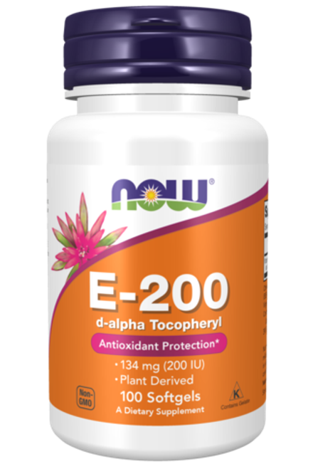 NOW Foods, Витамин Е-200 МЕ, Vitamin E-200 iu D-Alpha Tocopheryl, 100 капсул