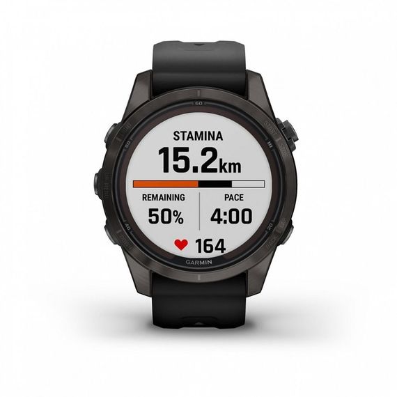 Умные часы FENIX 7S PRO Sapphire Solar титановый угольно-серый DLC с силиконовым ремешком