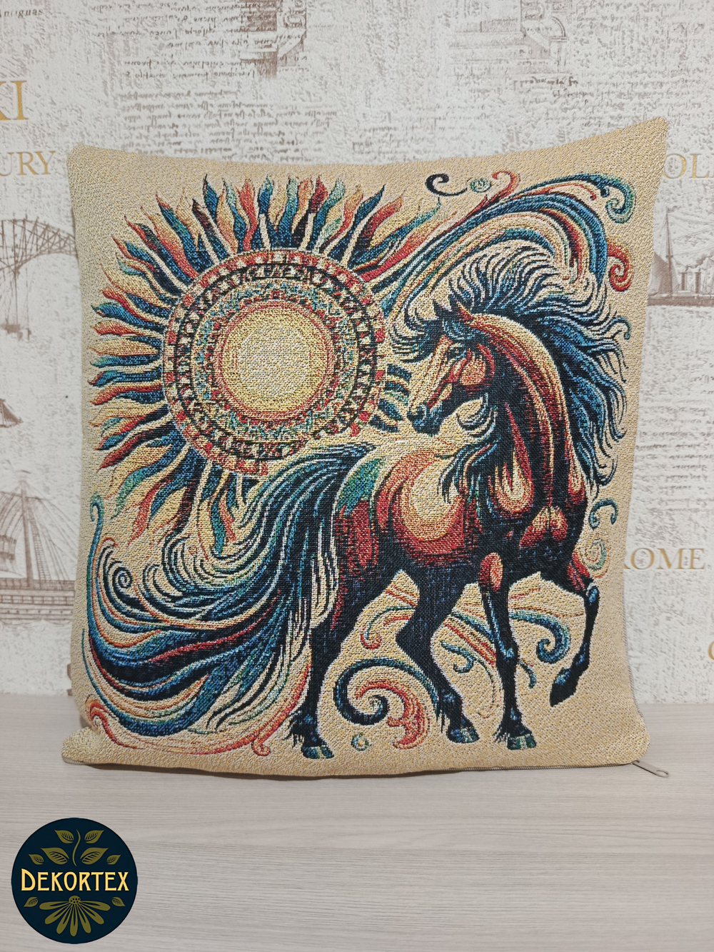 Декоративный гобеленовый чехол для интерьерной подушки Вороной 38*38