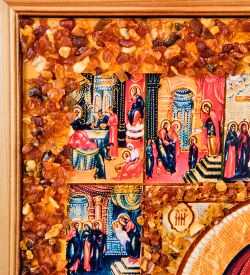 AMB-72/17 Икона «Казанская Божией Матери» (с янтарной крошкой) дер.краш.рамка 30х40