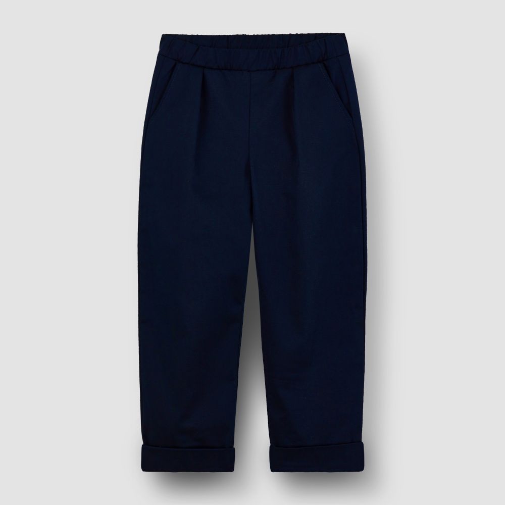 Брюки из плотного хлопка темно-синего цвета