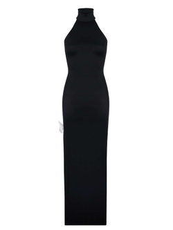 Платье длинное с разрезом и бантиком