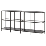 Стеллаж - IKEA VITTSJÖ/VITTSJO, 200х36х93 см, черно-коричневый/стекло, ВИТШЁ/ВИТШЕ ИКЕА