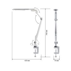 Настольный светильник ЭРА NLED-496-12W-S светодиодный на струбцине серебро