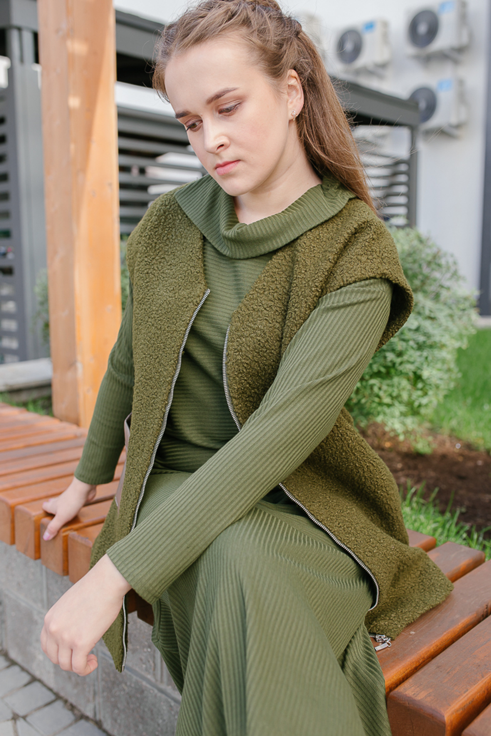 Трикотажное платье 3032АЕ, Болотный #66Б053032АЕ