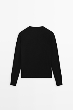 Massimo Dutti Джемпер тонкой вязки из шерсти, черный