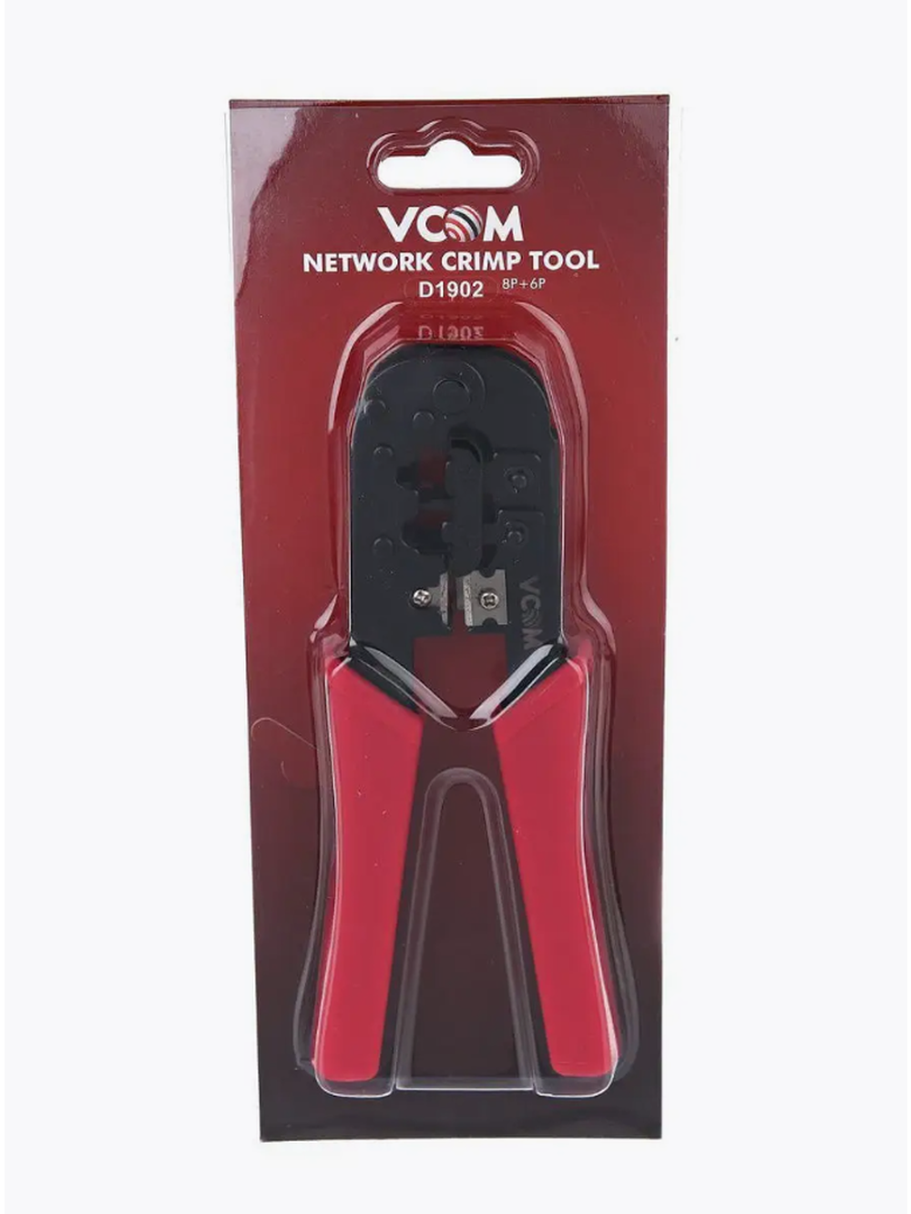 Клещи обжимные, VCOM, RJ-45/RJ-12, храповый механизм, красный